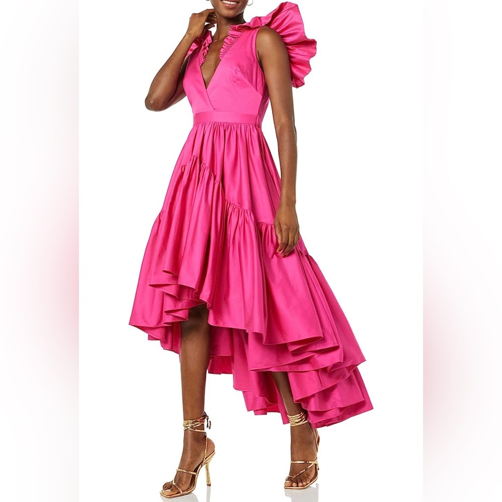 Making the Cut Season 3 Episode 1 Winning Look Sienna's Ruffle High-Low Dress